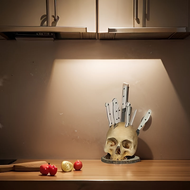 1pc Skull Knife Holder Kitchen Storage Rack Home Decor Resin Craft Party Supplies Quirky Decoration