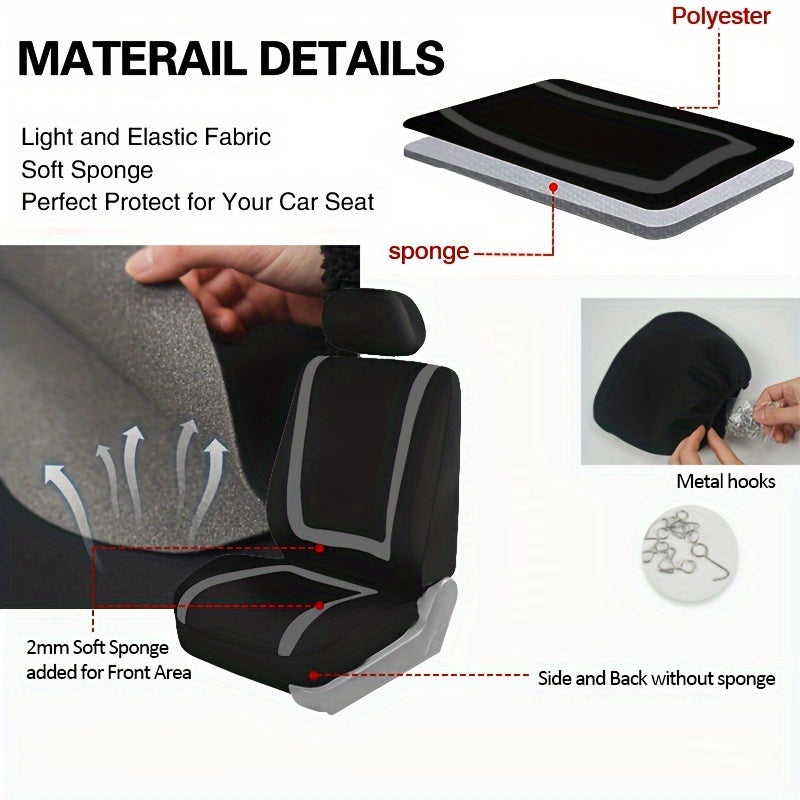 Car Seat Covers Full Set, Gray Purple Black Blue Red Purple Car Seat Cushion  Car Seat Protector Car Decoration Airbag Safe