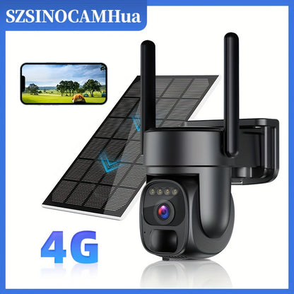 4G LTE Solar-Powered Outdoor Security Camera with 1080P HD Night Vision, 360° Pan-Tilt Spotlight, 2-Way Talk, PIR Motion Sensor, Wireless Cellular Drone-Like Tracking (No WiFi//) - US Version, SIM Card Required (Bring Your