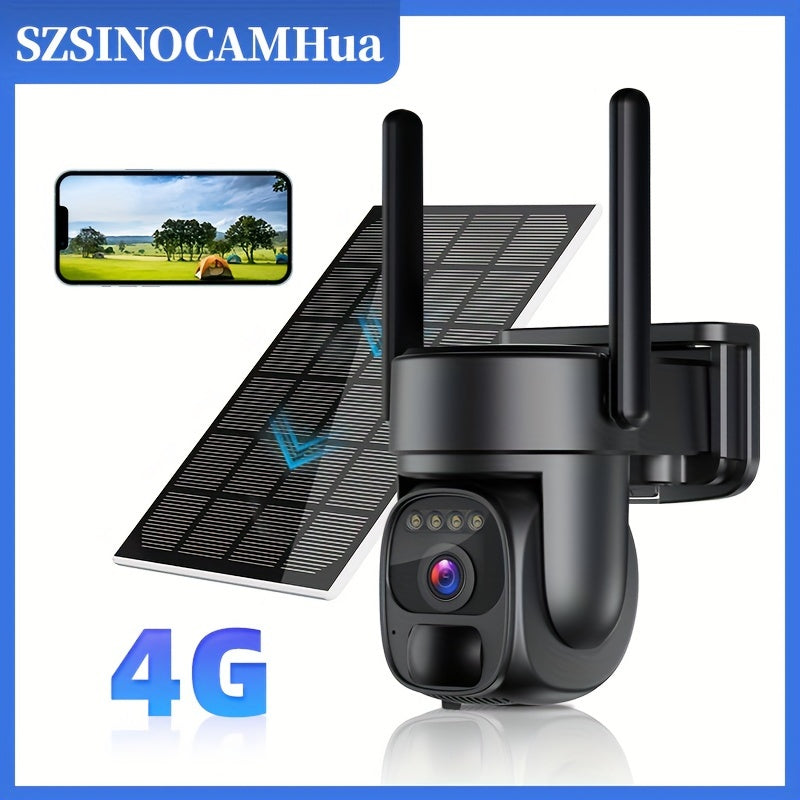 4G LTE Solar-Powered Outdoor Security Camera with 1080P HD Night Vision, 360° Pan-Tilt Spotlight, 2-Way Talk, PIR Motion Sensor, Wireless Cellular Drone-Like Tracking (No WiFi//) - US Version, SIM Card Required (Bring Your