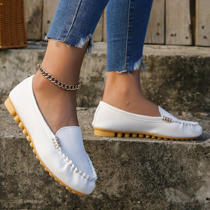 [Comfortable Loafers] Comfortable Round Toe Loafers | Women's Solid Slip On Shoes, Women's Footwear