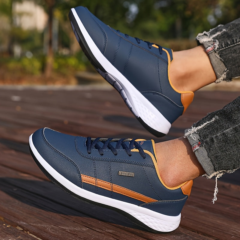 VanWeir Lightweight Men'S Shoes | Navy Blue/White, Lace-up Sports Shoes with MD/TPR Sole, Breathable Fabric Lining for Outdoor, Hiking & Casual Wear