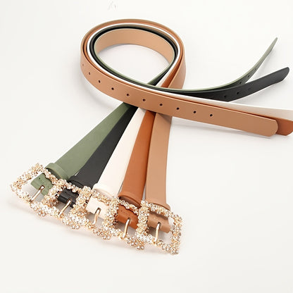 [Elegant Belt] 2023 Women's Fashion Accessory, Elegant Alloy Rhinestone Pin Buckle Belt, Versatile Dress Decorative Accessory, Casual & Sporty Style, Hand Washable - Ideal for Weekend and Festive Occasions, Weekend Casual Wea
