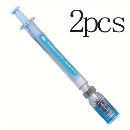 2-Pack Syringe Gel Ink Pens, Novelty Decompression Signatures Rollerball Pens, Medical Vaccine Themed Writing Instruments for Nurses, Doctors, Students
