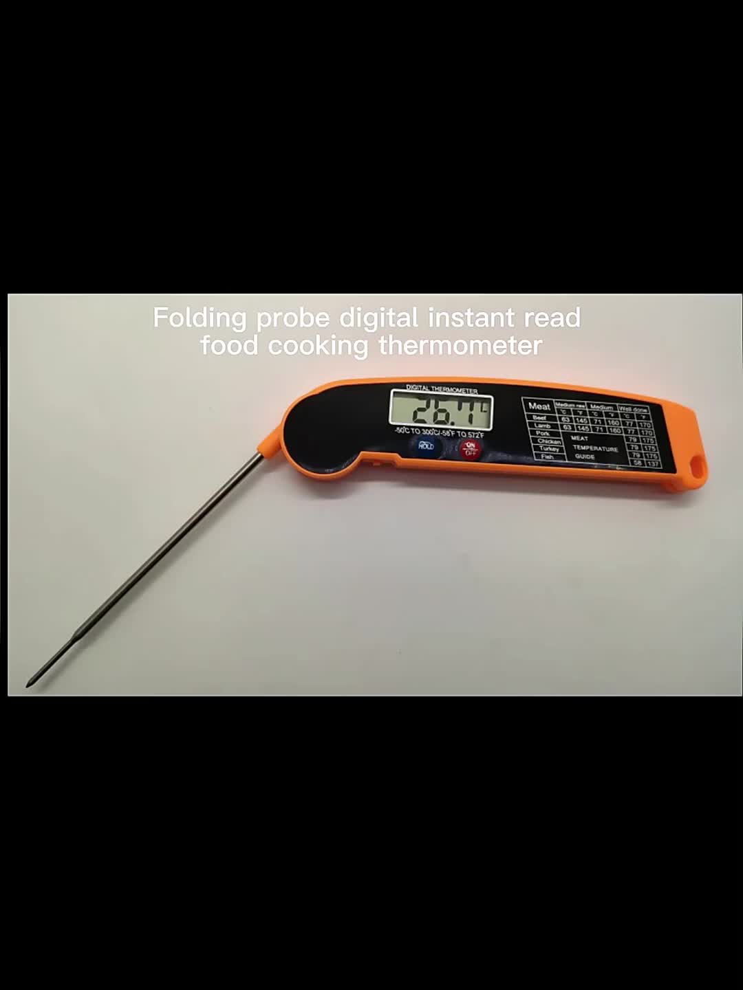 1pc WEBBQ Digital Meat Thermometer, Fast-Reading ABS Food Temperature Gauge with Hold Function, Single-Use, for Grilling BBQ, Kitchen Cooking, Adult - AAA Battery Operated (Batteries Not Included)