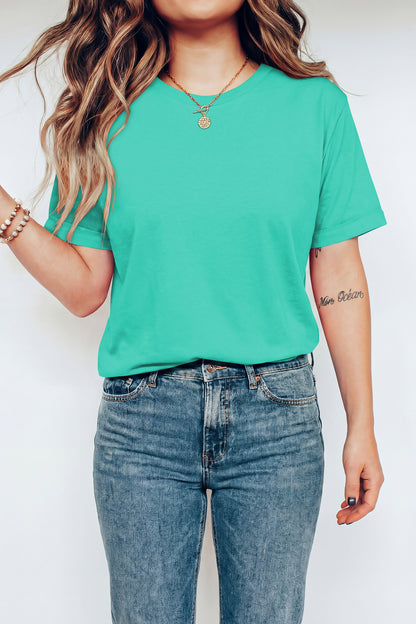 Yellow Cream Casual Plain Crew Neck Tee
