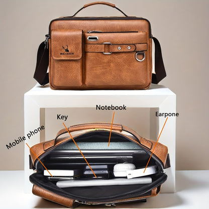 WEIXIER Men's Crossbody Bag Compatible for / - Adjustable Business & Casual Shoulder Pack, Office Bag, Gift for, Husband, Boyfriend ( Material)
