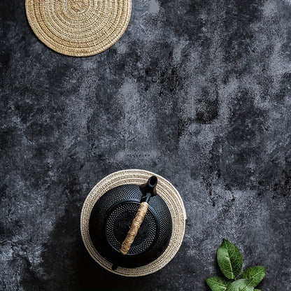 12pcs Round Braided Placemats Washable Round Placemats For Kitchen Dining Table, Round Indoor Woven Fabric Table Mats, Gifts For Mom Grandma, Valentines Bachelorette, DIY Craft Art Decor, Birthday Thanksgivings Christmas Gift