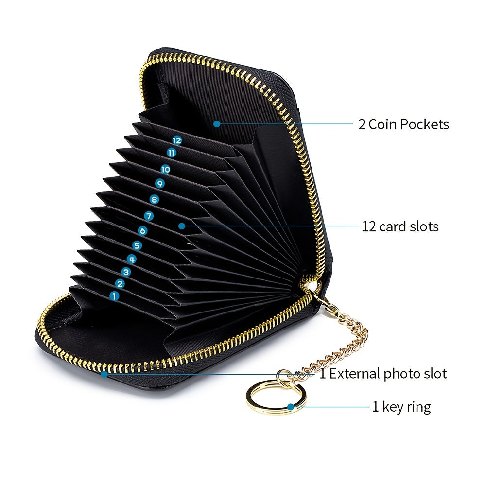 [RFID Credit Card Holder] Casual RFID Credit Card Holder, Multi-compartment Wallet - Simple Zip Around Card Case