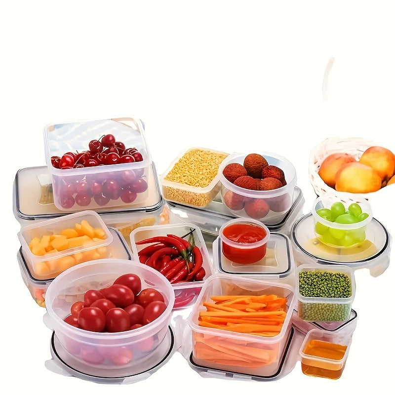 12/24pcs Transparent Kitchen Storage Container Set | Microwave Safe, Multipurpose Plastic Meal Prep Boxes with Flip-Top Lids + 24 Chalkboard Labels - Ideal for Vegetables, Fruits, Grains & More, Leak Proof