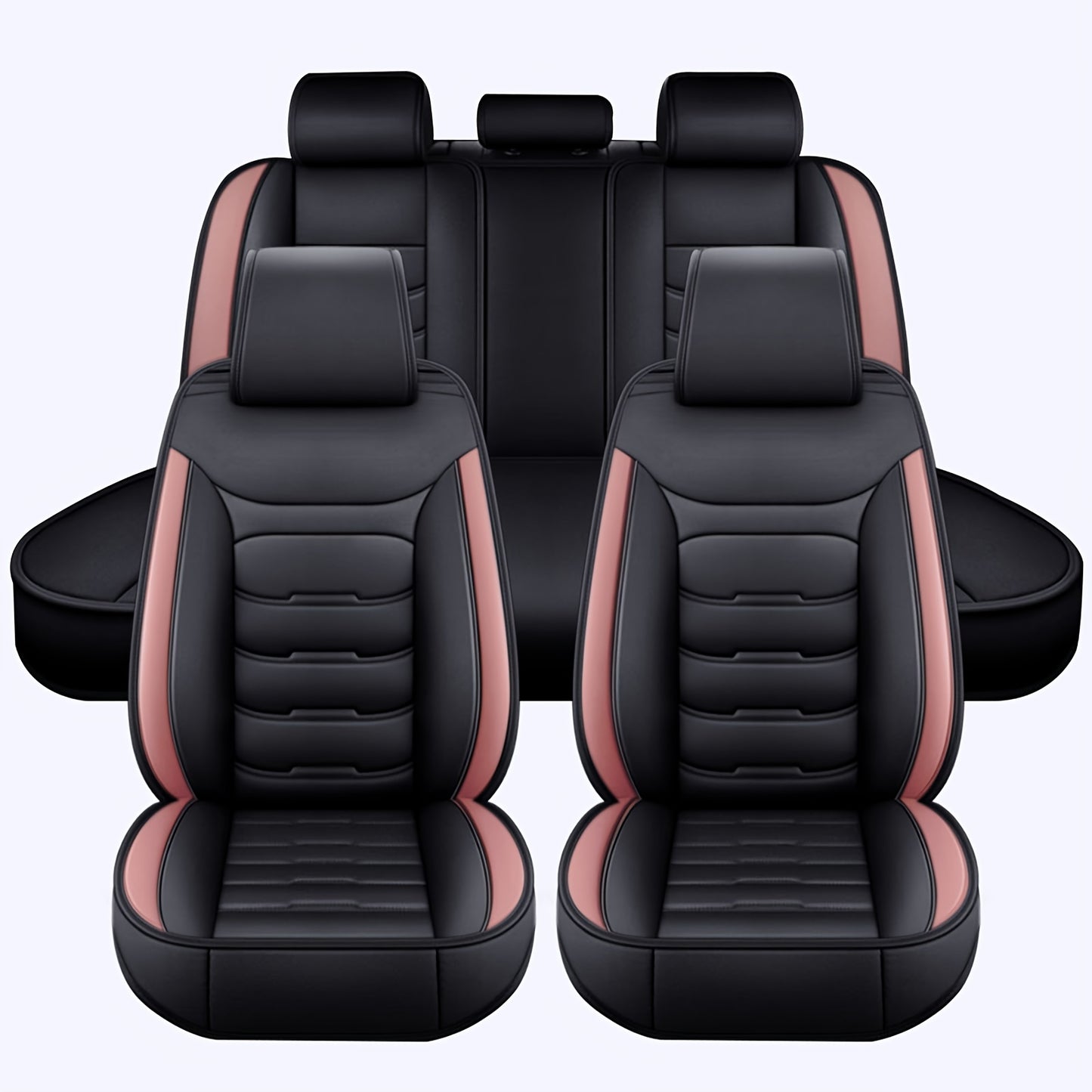 5 Seat Car Seat Covers PU Leather Seat Covers Full Set Waterproof for Car Sedan SUV Truck Vans Front & Rear Seat Cushion Protector with Back Big Storage Bag