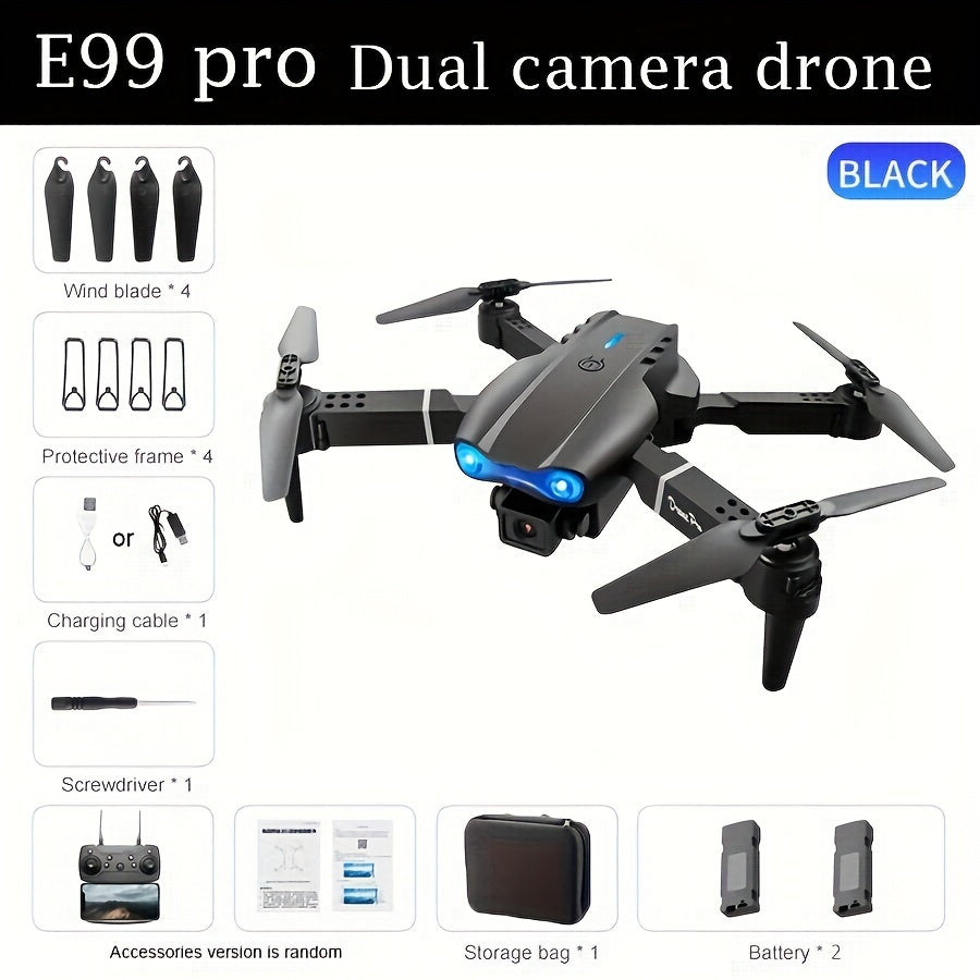 New E99 K3 Professional RC Drone, Dual Camera Double Folding RC Quadcopter Height Hold Remote Control Toy, Holiday Gift Indoor And Outdoor Cheap Drone Aircraft