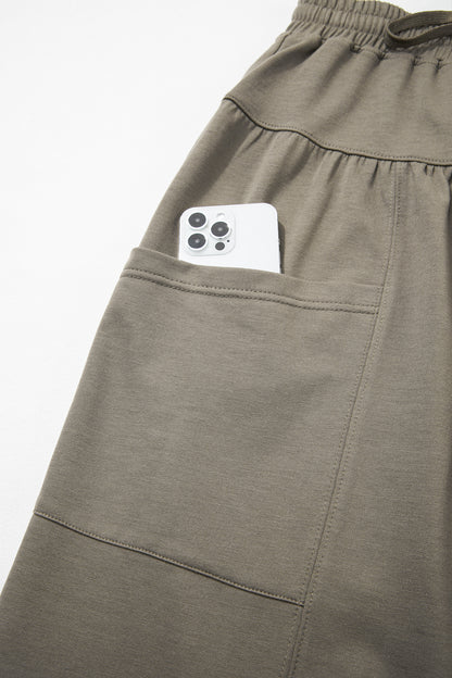 Seagrass Elastic Waist Drawstring Wide Leg Full Length Pants