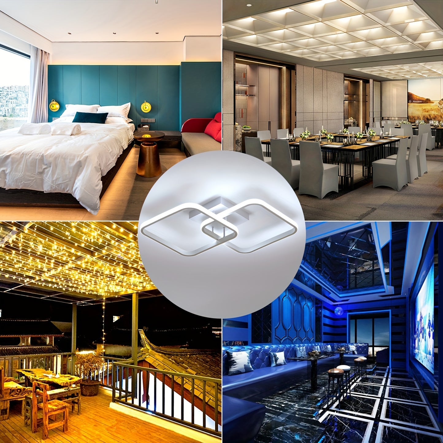 Modern Square Ceiling Light, LED Chandeliers, Aluminum Ceiling Light For Kitchen Dining Room Living Room Studio Office, 3000-6000K, Diameter Of Square Frame 11.42inch