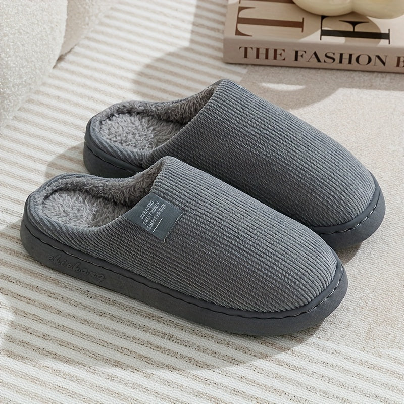 [Soft Plush House Shoes] Plush Women's & Unisex Slip-On Slippers | Non-Slip Rubber Sole, Winter Warm Indoor House Shoes, Soft Cushioned Footbed | Multi-Color (Pink, Blue, Grey, Brown, Green, Yellow, Orange) for Home, Postpart