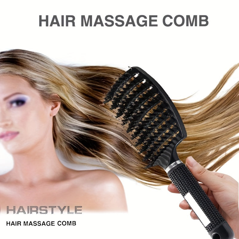 1pc Curved Vented Professional Detangling Hair Brush | Magic Scalp Massage Comb for Women, Ideal for Wet Curly Hair, Styling Tool, ABS Plastic Handle, Nylon Bristles - Perfect Christmas Gift for Friends/Relatives