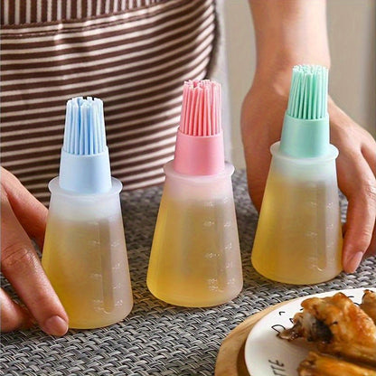 High-Temp Resistant Silicone Bbq Oil Brush With Dispenser - Outdoor Cooking Essential, Kitchen Gadget