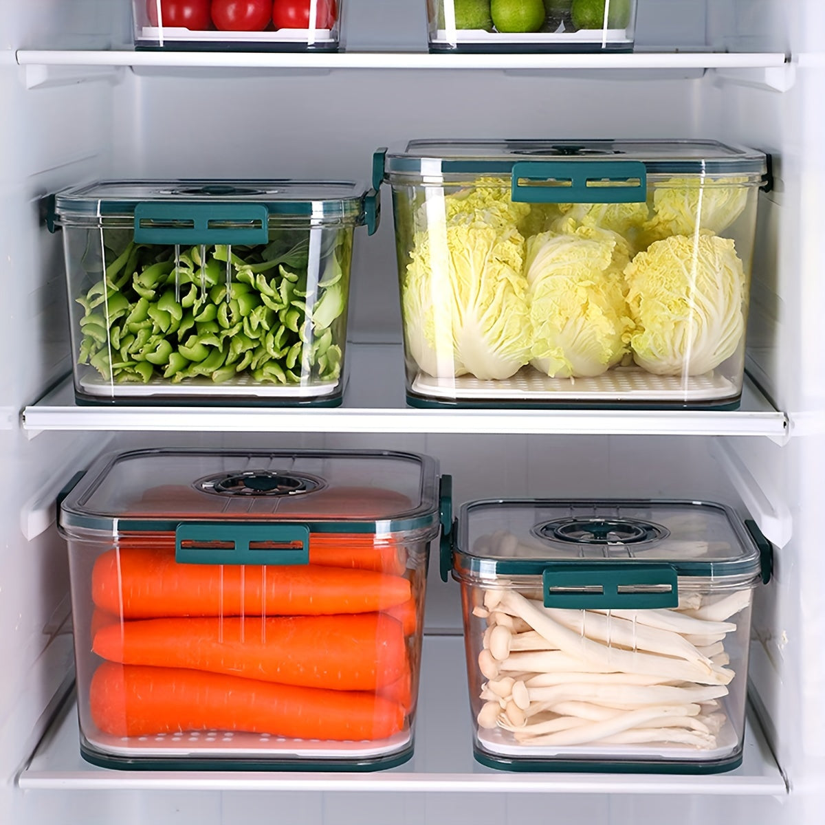 1 Set Airtight Food Preservation Box Set - Sealed for Freshness, Ideal for Vegetables, Fruits & Eggs, Durable Kitchen Storage Solution with Modern Design, Space-Saving Refrigerator Utensils