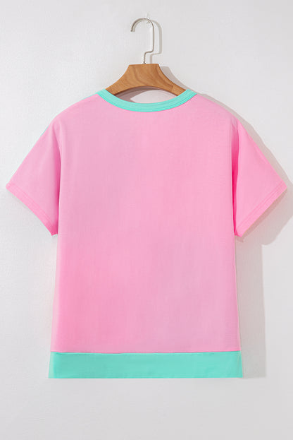 Mint Green Two Tone Half Buttons Collared T Shirt