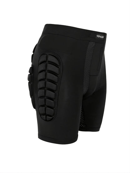 VEPAUS Breathable 3D Padded Shorts for Ice Hockey, Snowboarding, Gymnastics, Roller Skating - Moisture Wicking, Flexible, High Stretch Polyester Knit Fabric, Regular Fit, Four Seasons Sports Gear