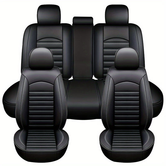 Car Seat Covers Full Set, 5 Seats Universal Seat Covers for Cars, Waterproof Leather Auto Seat Protectors, Front and Rear Seat Protectors