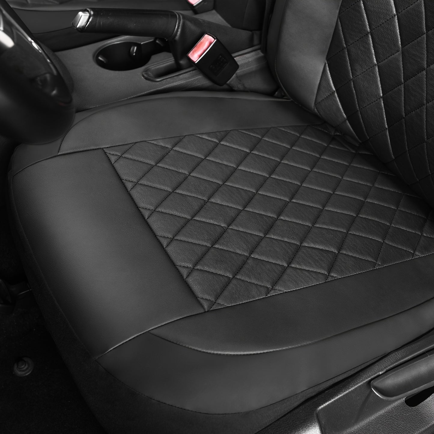 Universal Faux Leather Car Seat Covers Full Set Car Seat Covers Full Set Front Seats and Rear Bench, Universal Fit 5 Seat Covers for SUV, Automotive Truck, Scratch Proof