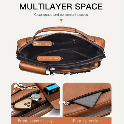 WEIXIER Men's Crossbody Bag Compatible for / - Adjustable Business & Casual Shoulder Pack, Office Bag, Gift for, Husband, Boyfriend ( Material)