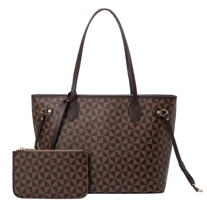 Lacel Urwebin Designer Handbags for Women, Brown, 2pcs with Wallet