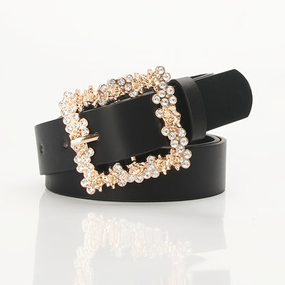[Elegant Belt] 2023 Women's Fashion Accessory, Elegant Alloy Rhinestone Pin Buckle Belt, Versatile Dress Decorative Accessory, Casual & Sporty Style, Hand Washable - Ideal for Weekend and Festive Occasions, Weekend Casual Wea