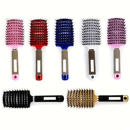 1pc Curved Vented Professional Detangling Hair Brush | Magic Scalp Massage Comb for Women, Ideal for Wet Curly Hair, Styling Tool, ABS Plastic Handle, Nylon Bristles - Perfect Christmas Gift for Friends/Relatives