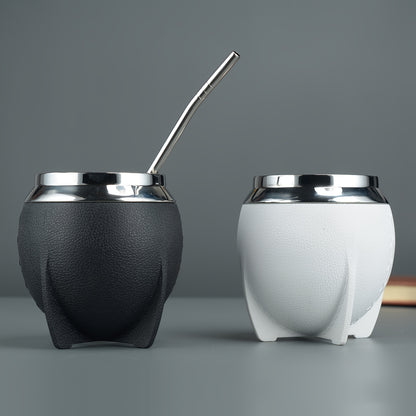 1pc, Yerba Mate Gourd With Bombilla, 9.47oz Stainless Steel Yerba Mate Cup, Double Wall Traditional Tea Cup, Drinkware, Christmas Gifts