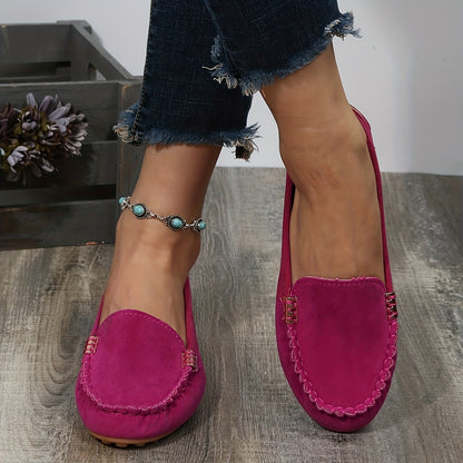 [Comfortable Loafers] Comfortable Round Toe Loafers | Women's Solid Slip On Shoes, Women's Footwear
