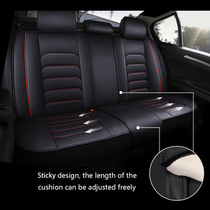 5 Car Seat Covers Faux Leather Seat Covers Full Set For Car Sedan SUV Truck Vans Front & Rear Seat Cushion Protector Wear-resistant, Breathable And Easy To Clean