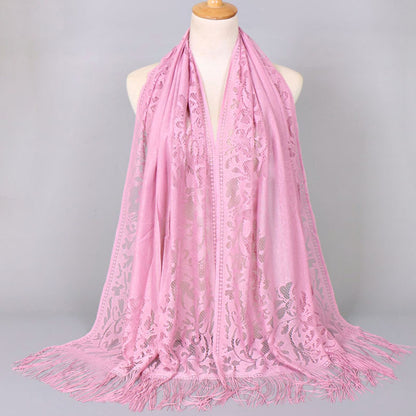 [Floral Lace Scarf With Tassels] Ladies Women's Floral Lace Scarf Shawl With Tassels, Soft Mesh Fringe Wraps Bridal Shawl For Wedding Evening Party Dresses