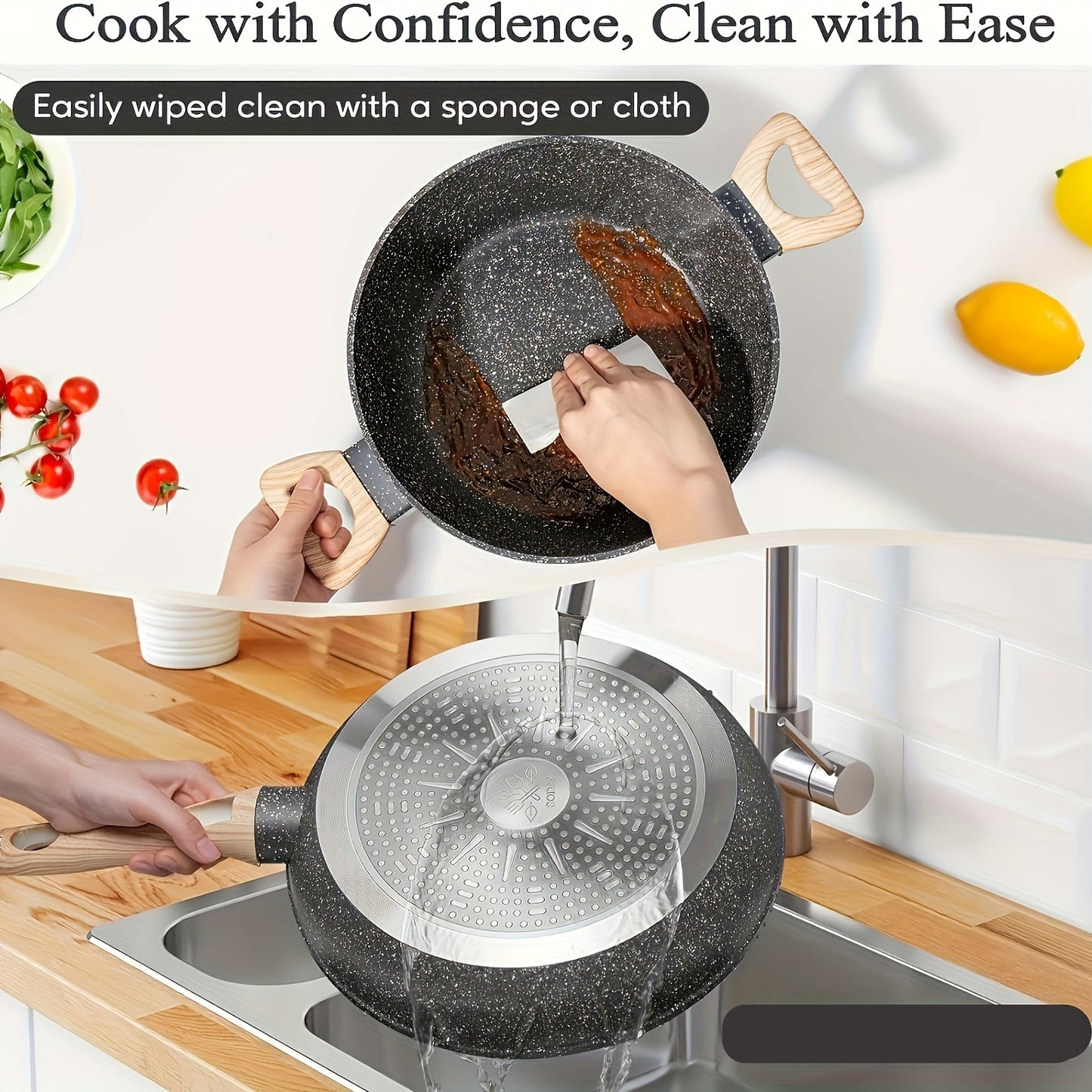 5/12/15pcs Non-stick Pan & Pot Set, Kitchen Cookware Set Detachable Handle, Non-stick Cooker Induction Cookware Set, Detachable Handle, Cookware Set for Commercial Cooking Tools