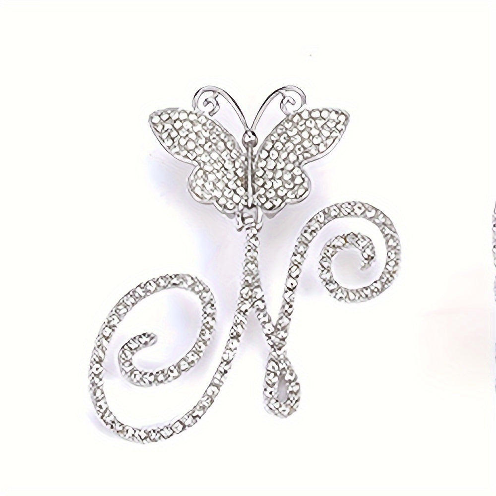 Trendy Shiny Butterfly Cursive Letter Cuban Chain Anklet For Women A-Z Letters Anklets Punk Hip Hop Style Sparkling Barefoot Jewelry