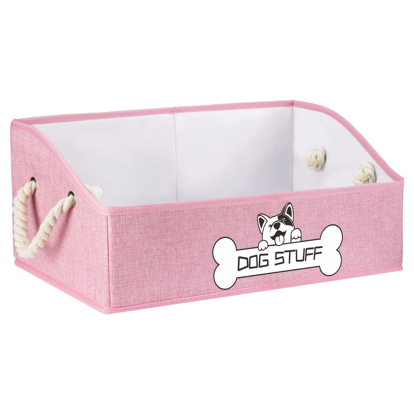 Collapsible Fabric Dog Toy Box And Storage Bin with Handle - Trapezoid Basket Chest Organizer for Pet Toys, Blankets And Accessories