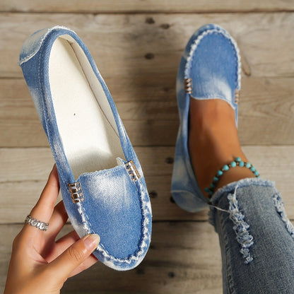 [Comfortable Loafers] Comfortable Round Toe Loafers | Women's Solid Slip On Shoes, Women's Footwear