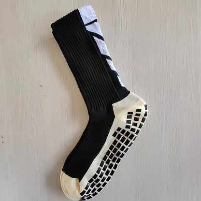 Non-Slip Rubber Grip Cushioned Soccer Socks - Anti-Slip Training Socks with Non-Slip Traction, All-Season Athletic Socks for Football, Basketball, Running, Hiking