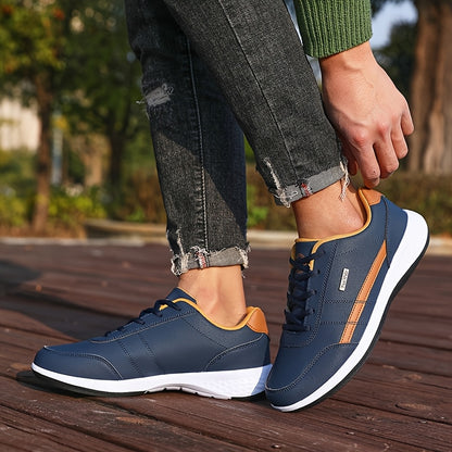 VanWeir Lightweight Men'S Shoes | Navy Blue/White, Lace-up Sports Shoes with MD/TPR Sole, Breathable Fabric Lining for Outdoor, Hiking & Casual Wear