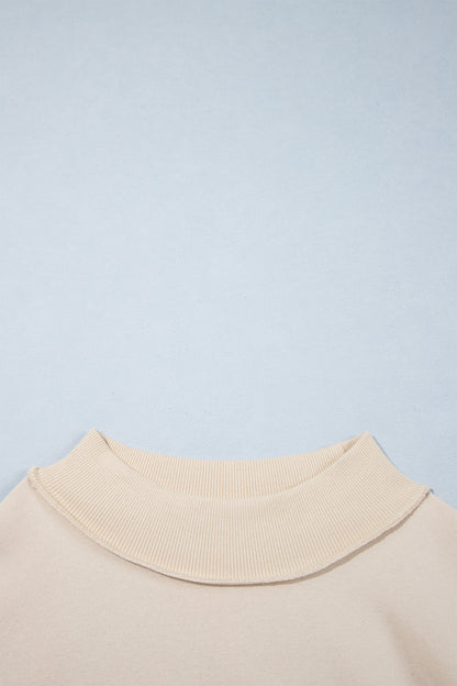 Beige CHRIST IS KING Embroidery High Neck Baggy Sweatshirt