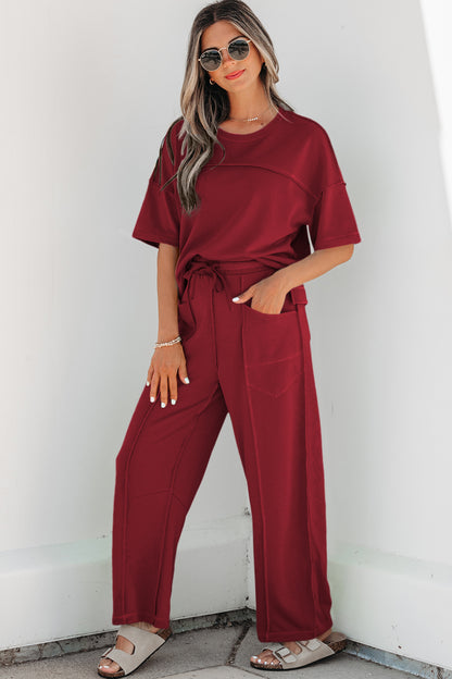 Mint Green Drop Shoulder Boxy Tee and Barrel Pants Set