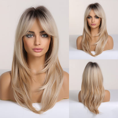 Gradient Gray Layered Women's Synthetic Wig
