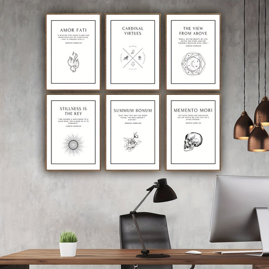 1pc Large Size, Modern Art Design, Minimalist Style, Stoicism Poster, No Frames Included, Gift For Room Decor, Kitchen Dining Room Wall Painting