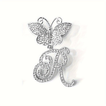 Trendy Shiny Butterfly Cursive Letter Cuban Chain Anklet For Women A-Z Letters Anklets Punk Hip Hop Style Sparkling Barefoot Jewelry