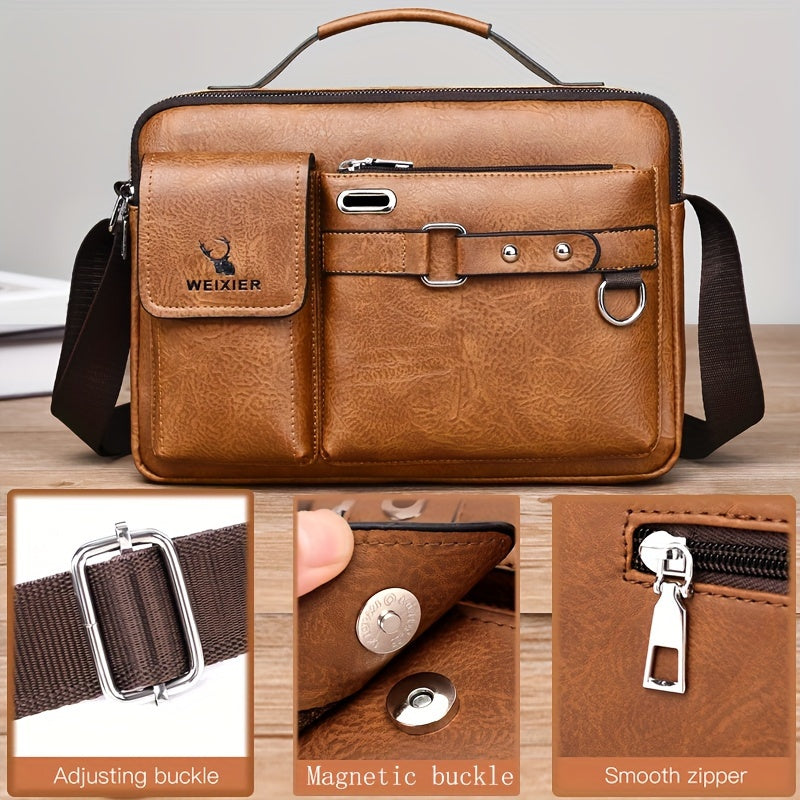 WEIXIER Men's Crossbody Bag Compatible for / - Adjustable Business & Casual Shoulder Pack, Office Bag, Gift for, Husband, Boyfriend ( Material)
