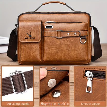 WEIXIER Men's Crossbody Bag Compatible for / - Adjustable Business & Casual Shoulder Pack, Office Bag, Gift for, Husband, Boyfriend ( Material)