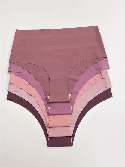 5pcs High Waist Seamless Mixed Color Panties Pack, Women's Underwear & Lingerie