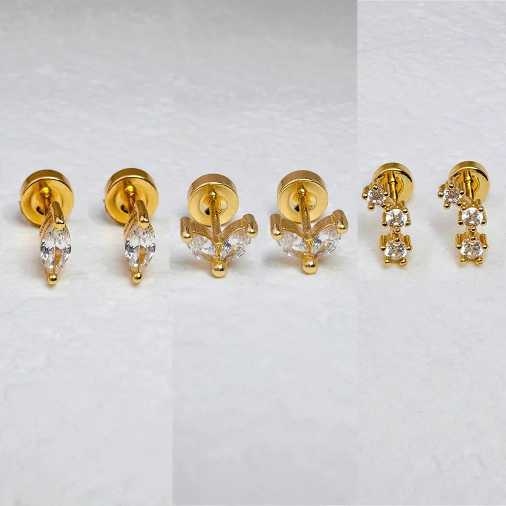 6/2Pcs Hypoallergenic Tiny 20G Stainless Steel Stud Earring for Women, Dainty CZ Cartilage Conch Helix Ear Piercing Jewelry Gift