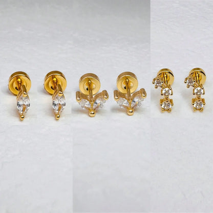 6/2Pcs Hypoallergenic Tiny 20G Stainless Steel Stud Earring for Women, Dainty CZ Cartilage Conch Helix Ear Piercing Jewelry Gift